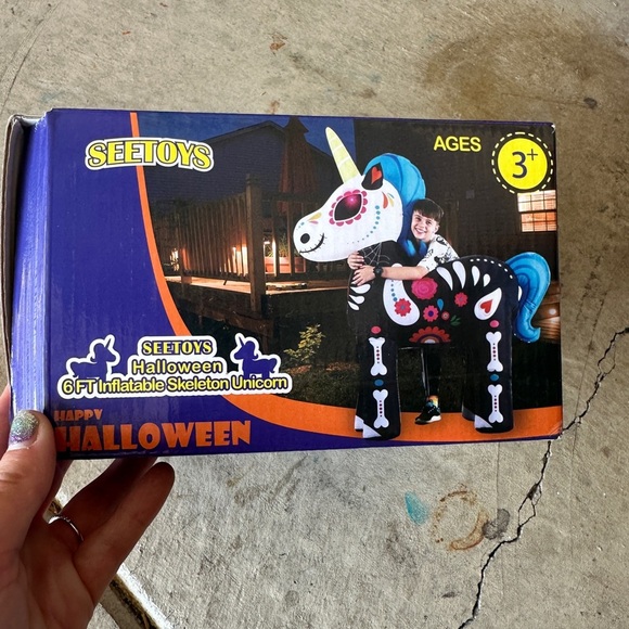 Halloween inflatables, skeleton, unicorn, skeleton cat, easy uo,6 feet  EUC - Picture 7 of 10